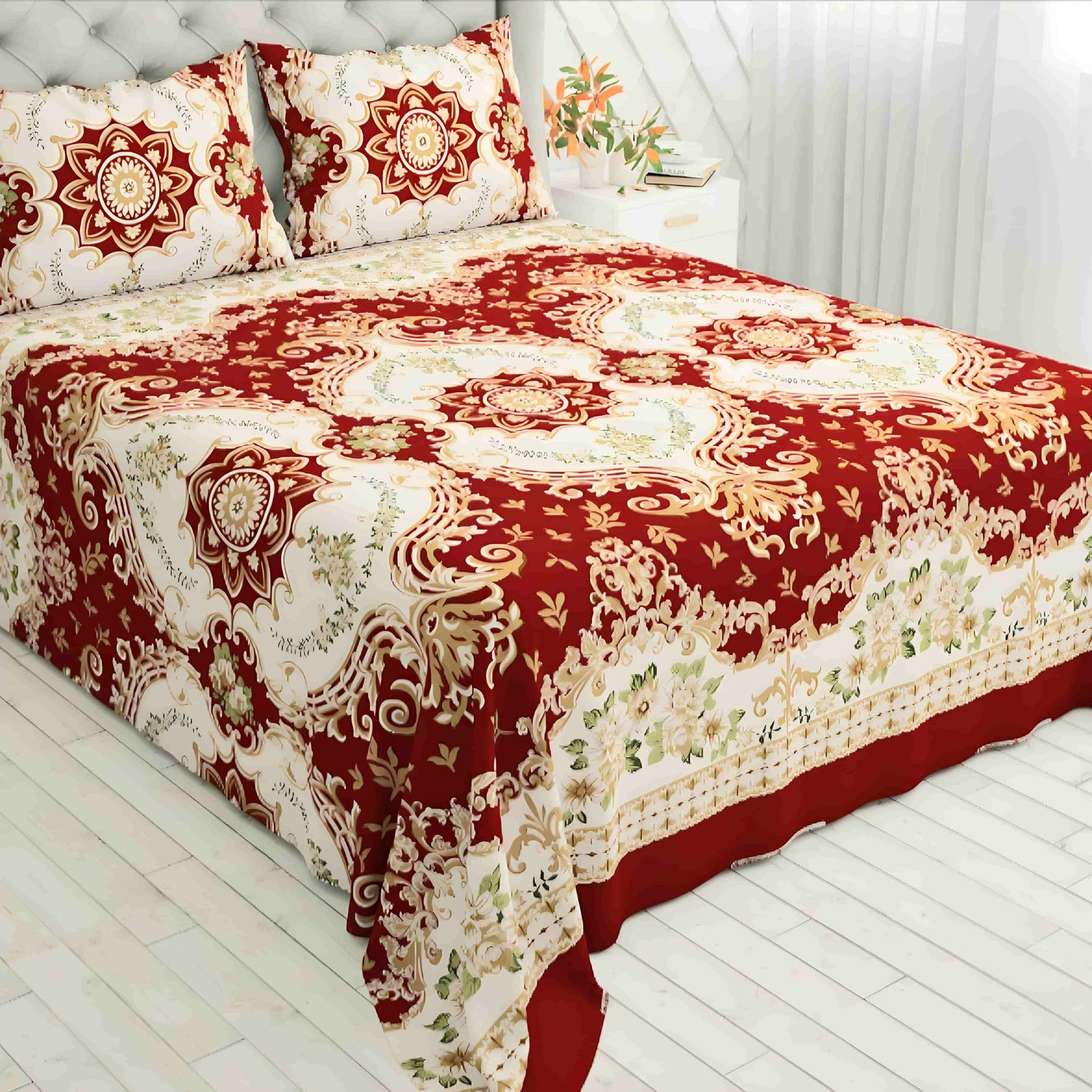 Crystal Cotton 3pc Bedsheet - Crown