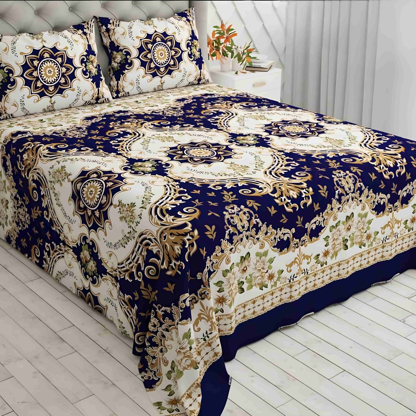 Crystal Cotton 3pc Bedsheet - Crown