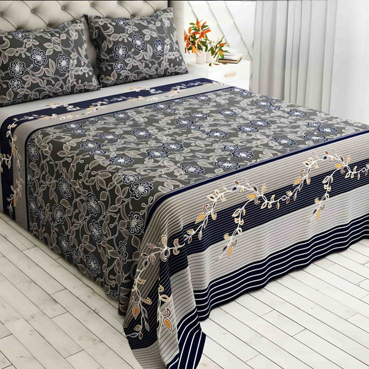 Crystal Cotton 3pc Bedsheet - Blue Ferry