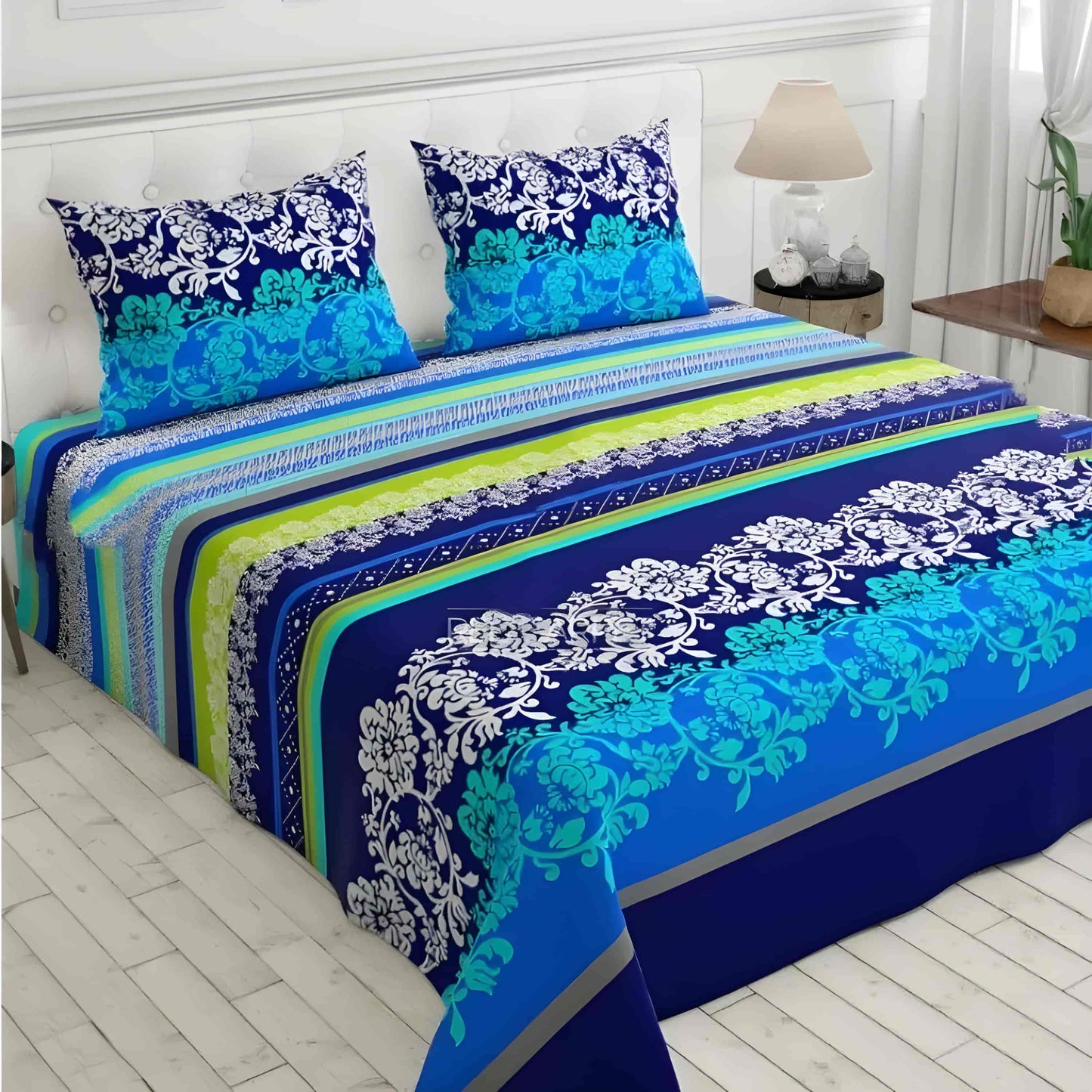 Crystal Cotton 3pc Bedsheet - Gulf