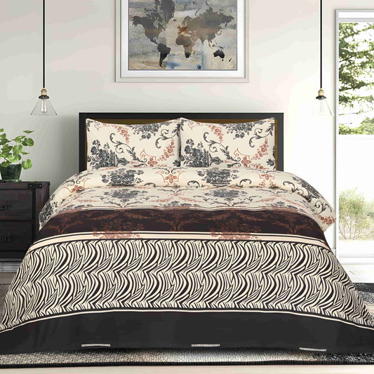 Crystal Cotton 3pc Bedsheet - Black Strip