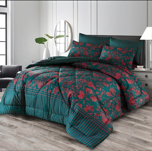 7pc Cotton Comforter Set Red Cherry