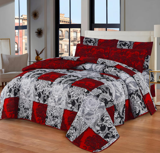 7pc Cotton Comforter Set Silver Crown