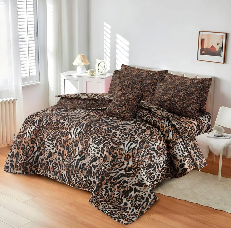 7pc Cotton Comforter Set - Cheetah