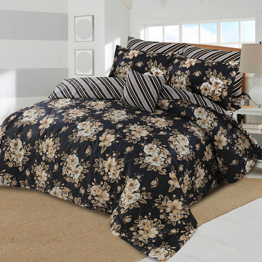 7pc Cotton Comforter Set White Daisy