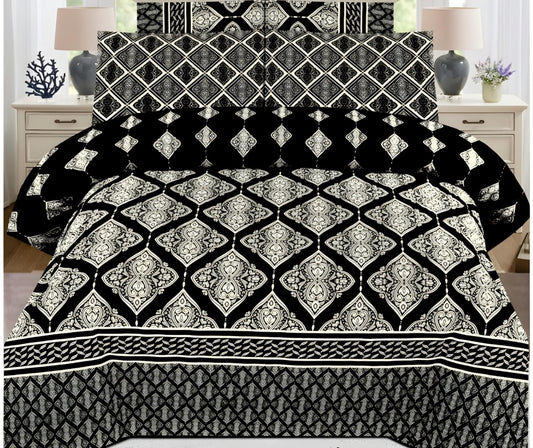 Cotton Satin 3pc Bedsheet - Crystal Black