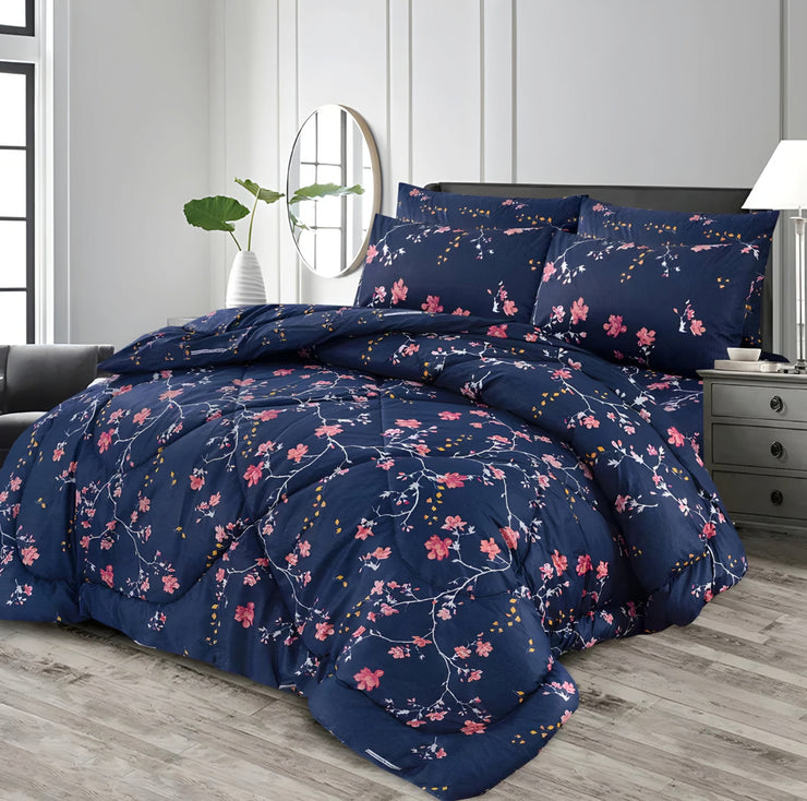 7pc Cotton Comforter Set - Purple Hollyhock