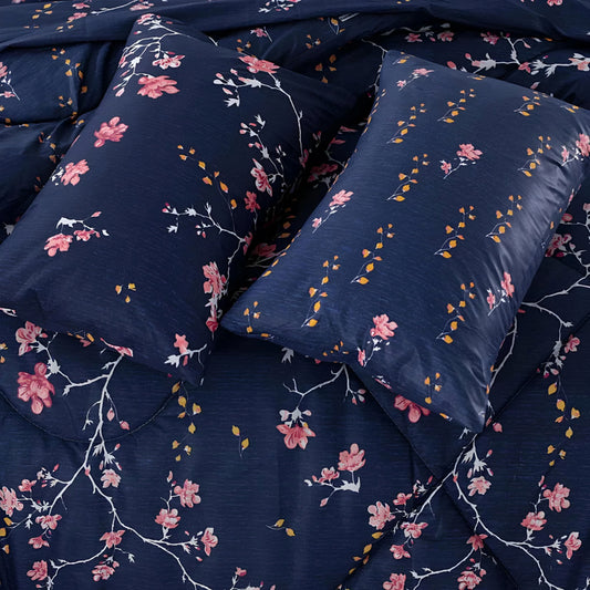 7pc Cotton Comforter Set Purple Hollyhock