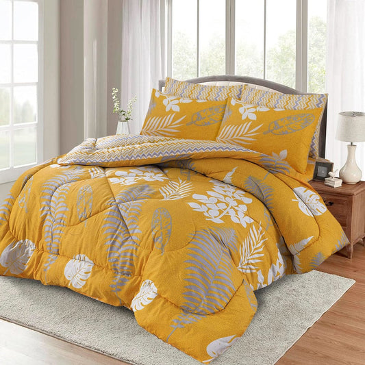 7pc Cotton Comforter Set Yellow Feather