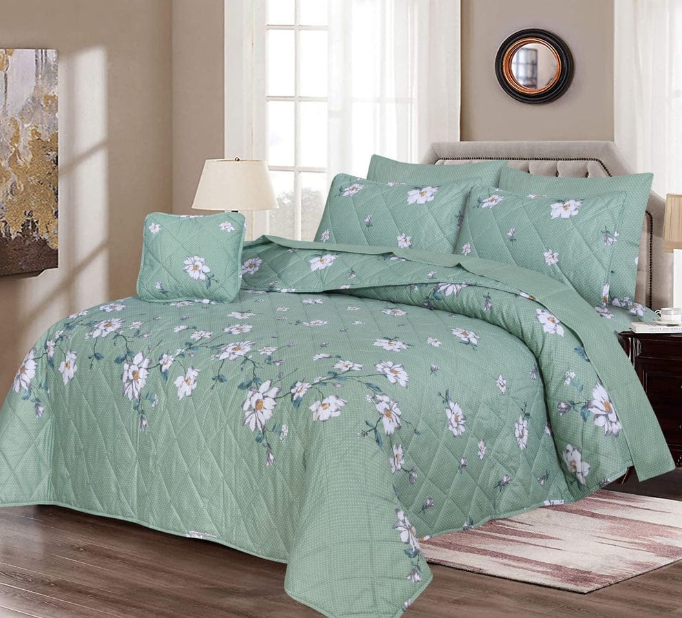 7pc Cotton Comforter Set SeeGreen Flower