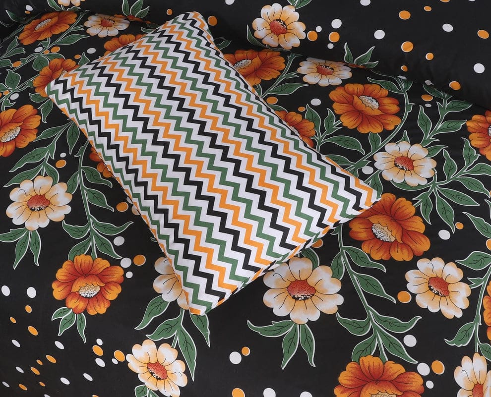 7pc Cotton Comforter Set Zigzag Flower