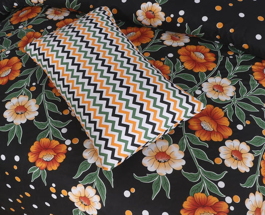 7pc Cotton Comforter Set Zigzag Flower