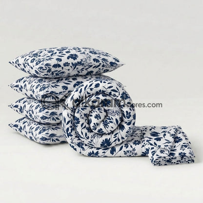 6 PC's Pure Cotton Comforter Set Midnight Vine