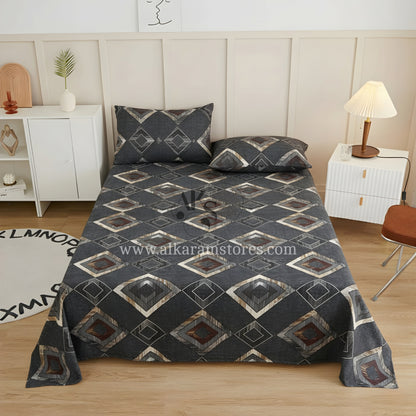 Crystal Cotton 3pc Bedsheet Black Rhombus