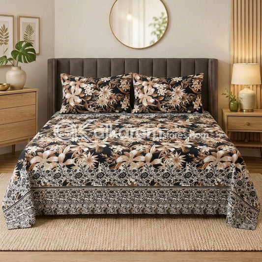 Crystal Cotton 3pc Bedsheet Cream Floral