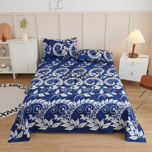 Crystal Cotton 3pc Bedsheet Blue Laite