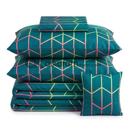 7pc Cotton Comforter Set Emerald Green