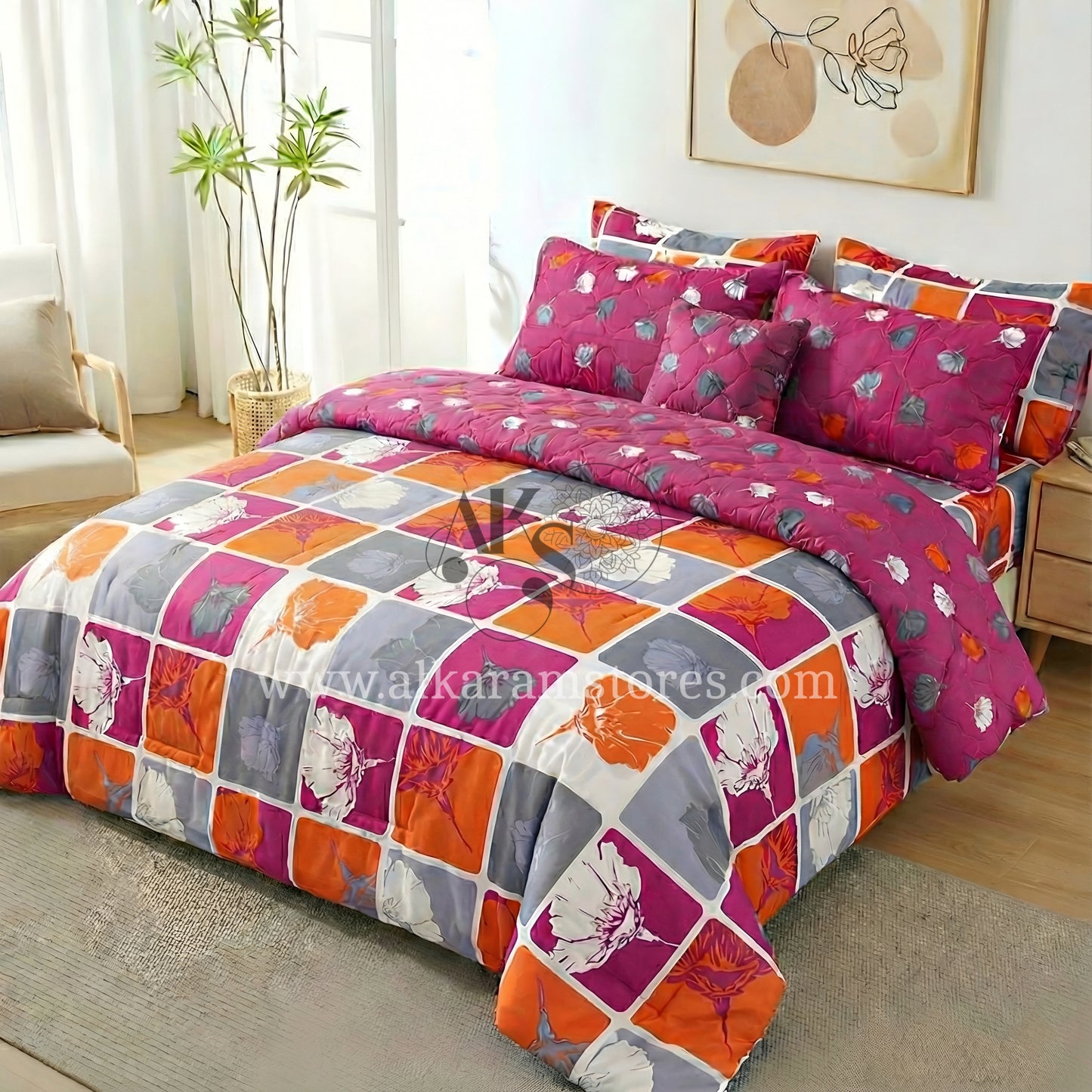 7pc Cotton Comforter Set Polca