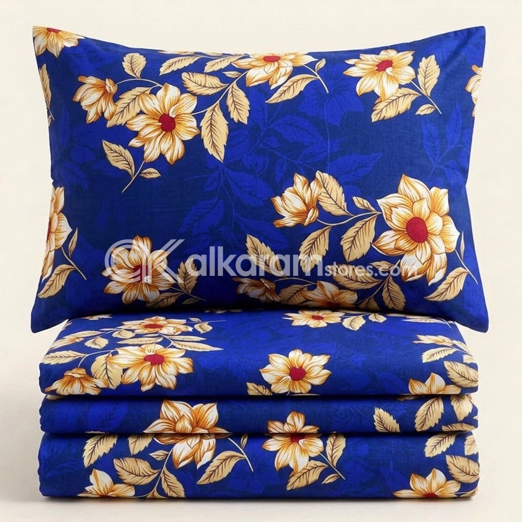 Crystal Cotton 3pc Bedsheet Blue Twilight