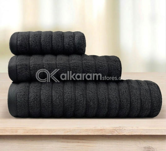 Fluffy Black Towel Set of 3