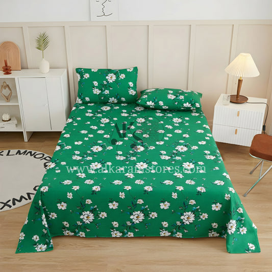 Crystal Cotton 3pc Bedsheet Seegreen flower