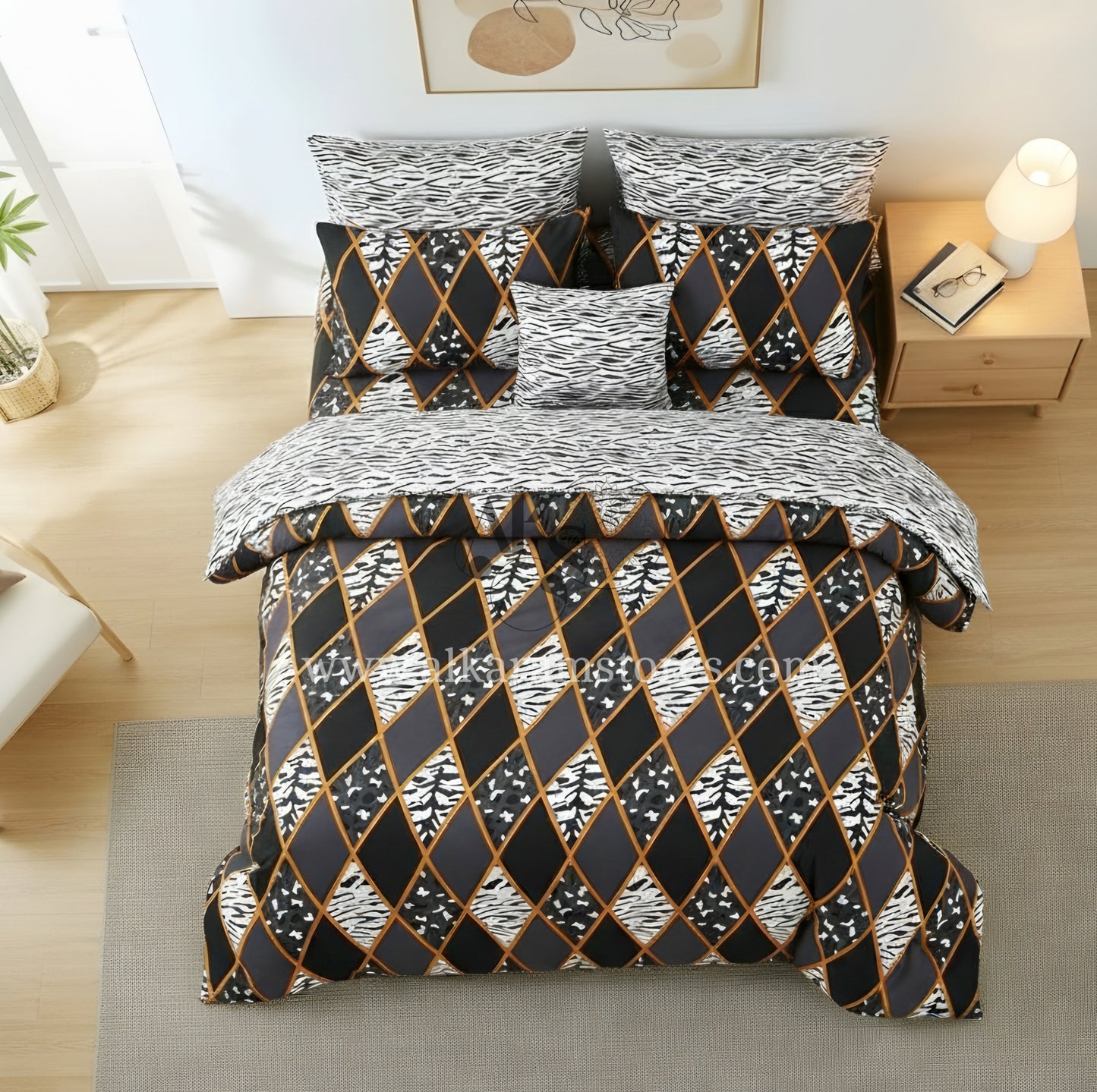 7pc Cotton Comforter Set Zebra Crystal