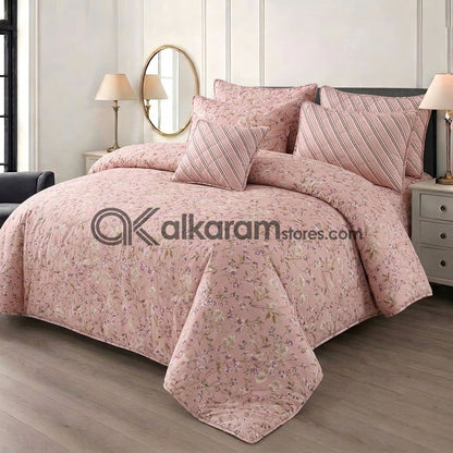 7pc Cotton Comforter Set Serenity Roses