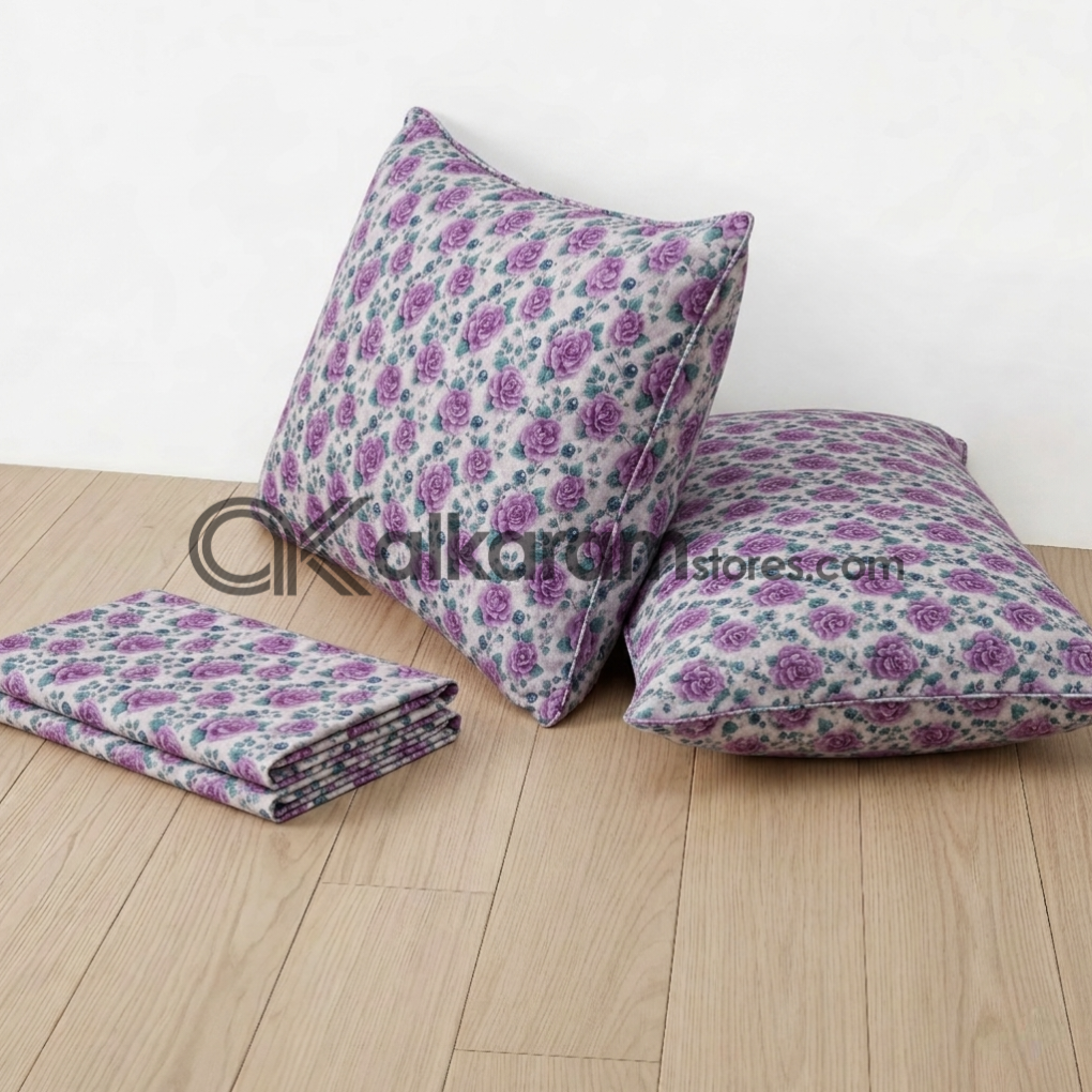 Pure Cotton 3pc Bedsheet Lavender Flora