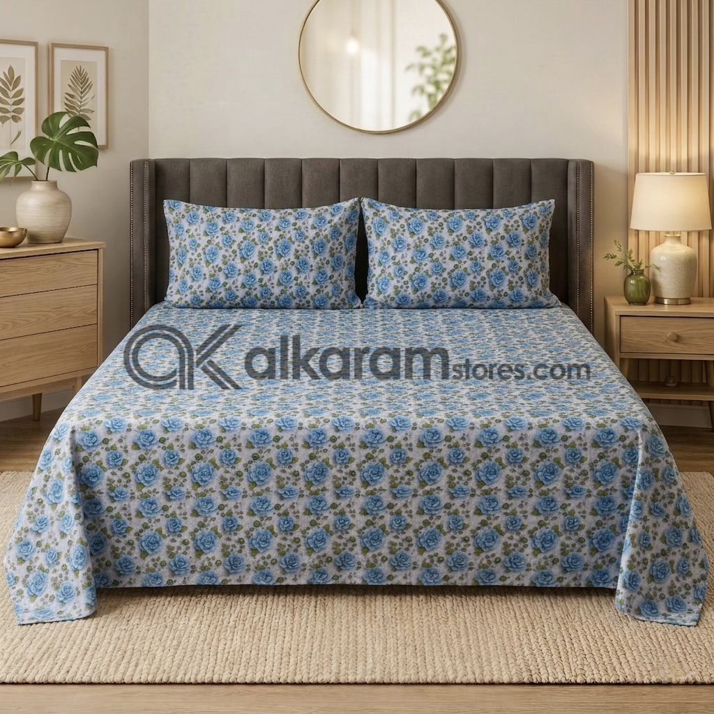 Pure Cotton 3pc Bedsheet Ocean Bloom