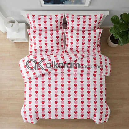 6 PC's Pure Cotton Comforter Set Ruby Heart