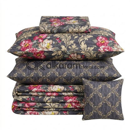 7pc Cotton Comforter Set Grey Pearl