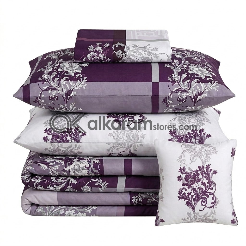 7pc CottonComforter Set Purple Berry