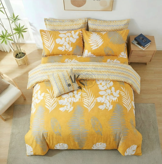 7pc Cotton Comforter Set Yellow Feather