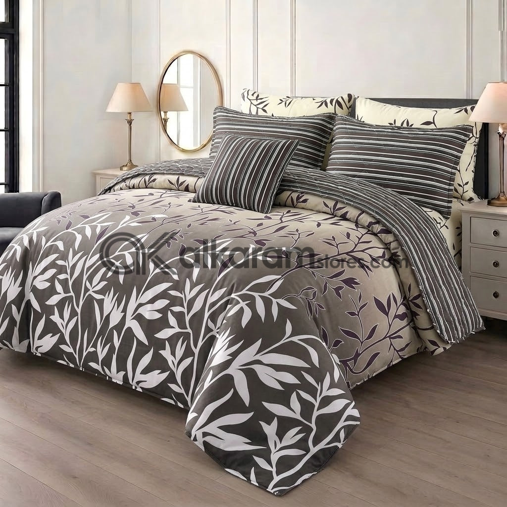7pc Cotton Comforter Set Sylvan Leaf