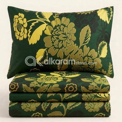 Crystal Cotton 3pc Bedsheet Army Floral