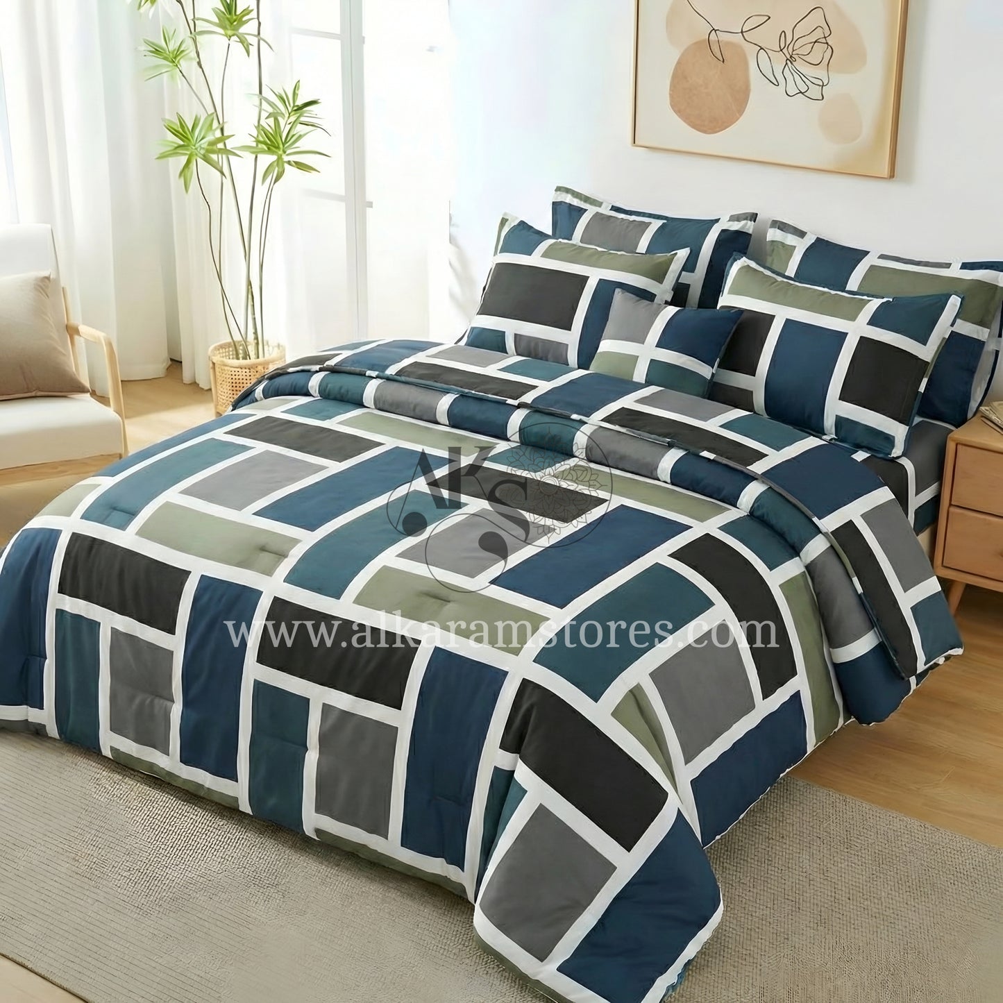 7pc Cotton Comforter Set Blanic Bricks