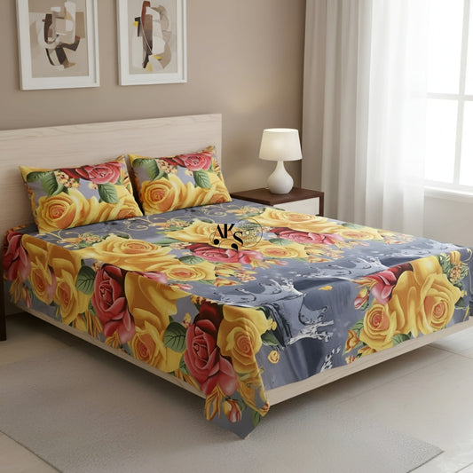 Crystal Cotton 3pc Bedsheet Yellow Drops