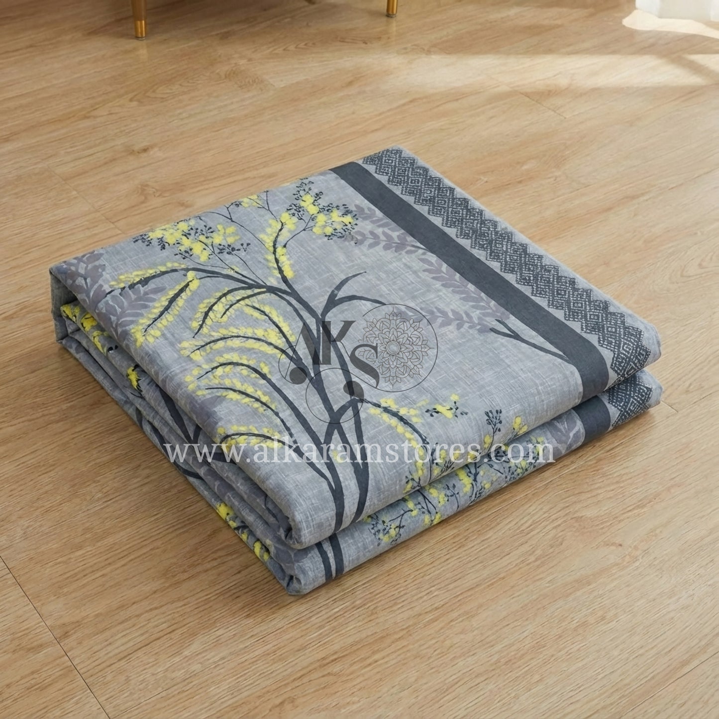 Crystal Cotton 3pc Bedsheet Grey Blossom