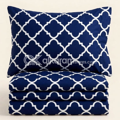Crystal Cotton 3pc Bedsheet Blue Moroccan