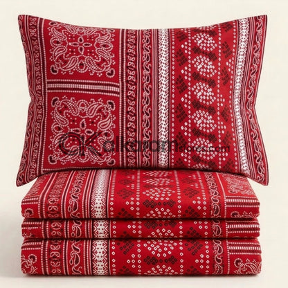 Crystal Cotton 3pc Bedsheet Red Muaves