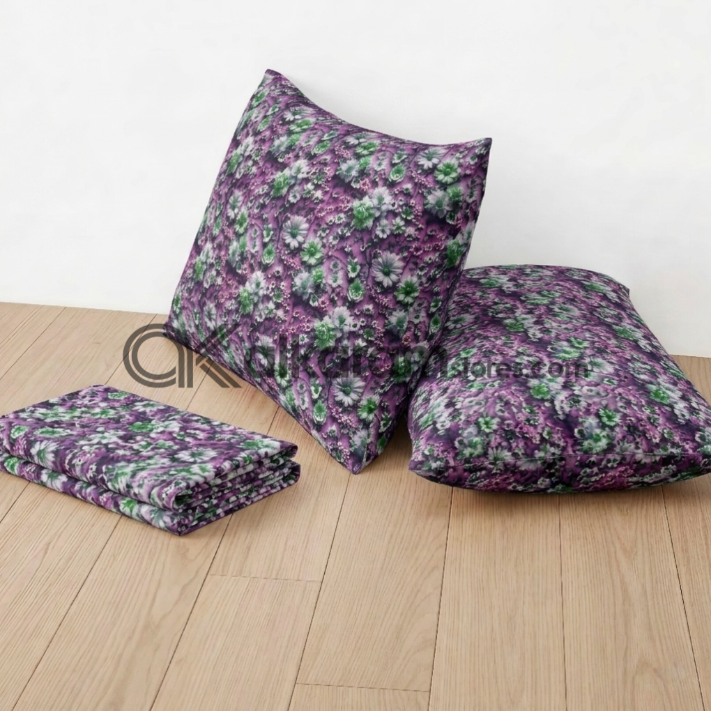 Pure Cotton 3pc Bedsheet Purple Meadow
