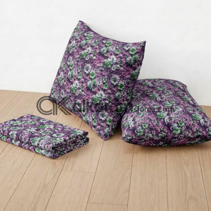 Pure Cotton 3pc Bedsheet Purple Meadow