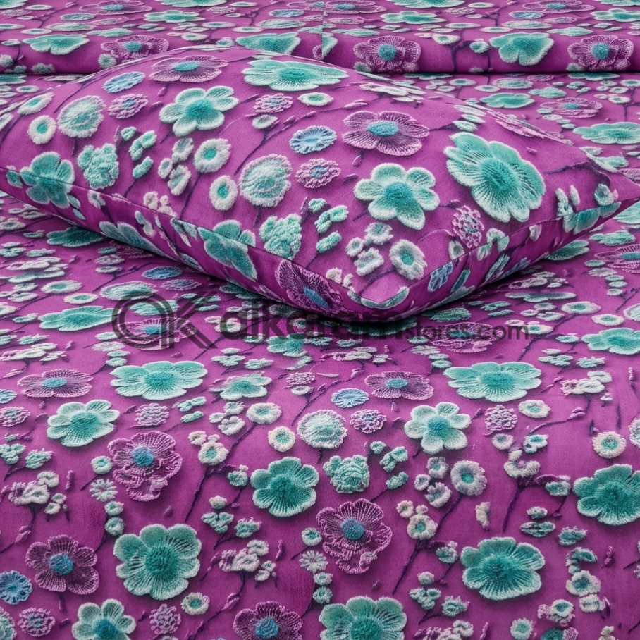Pure Cotton 3pc Bedsheet Berry Frost