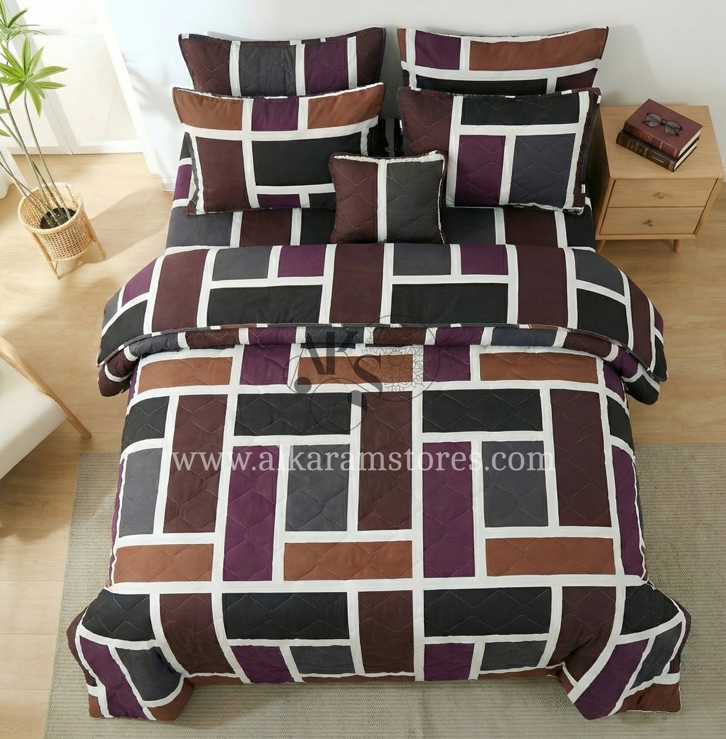 7pc Cotton Comforter Set Mehrage Bricks