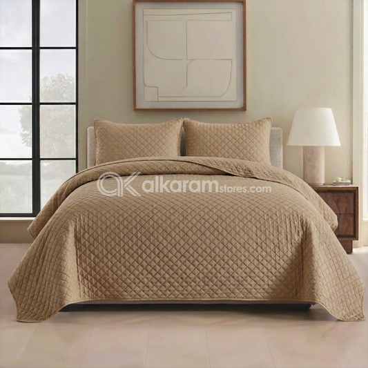 Beige 3pc Bedspread