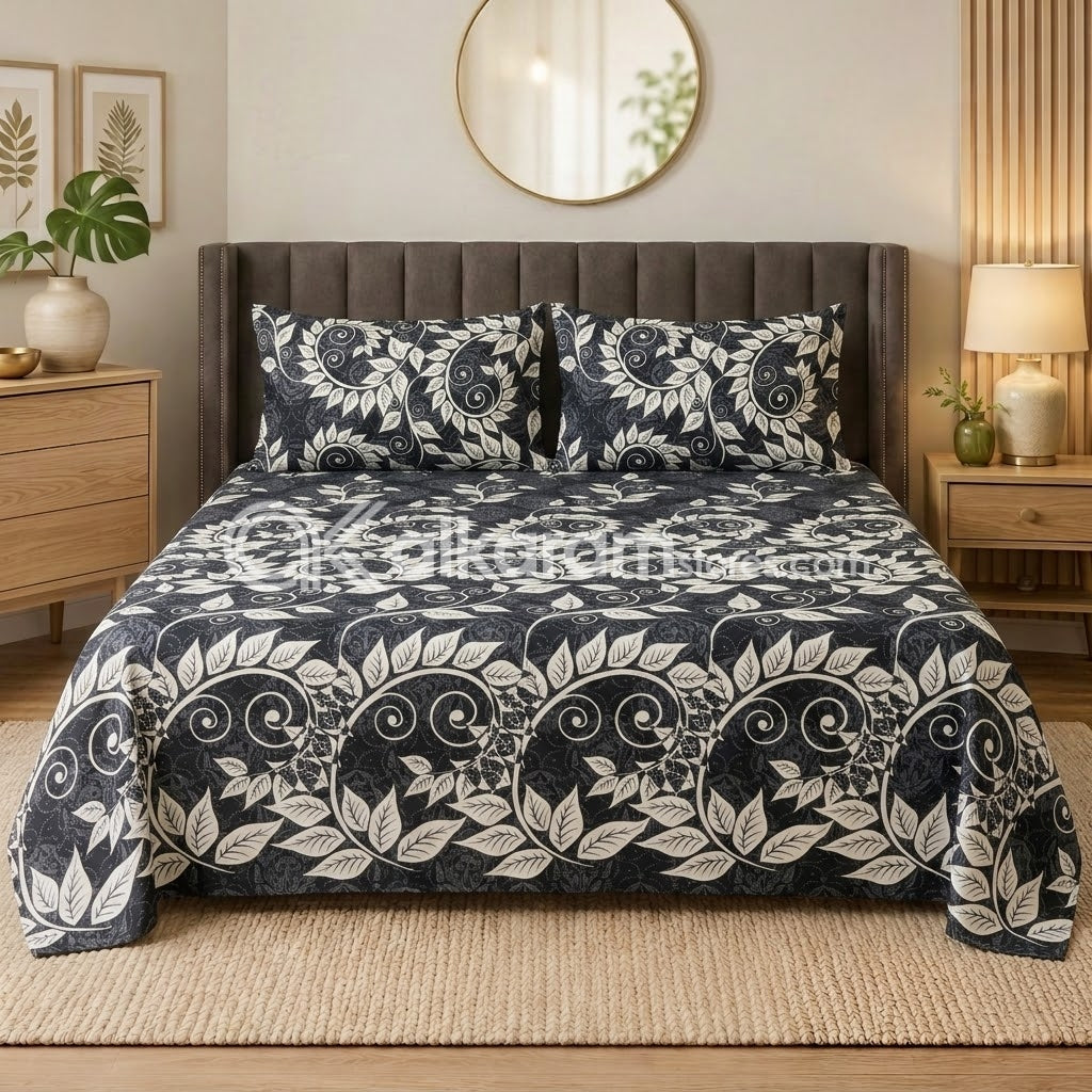 Crystal Cotton 3pc Bedsheet Grey Laite