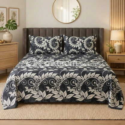 Crystal Cotton 3pc Bedsheet Grey Laite