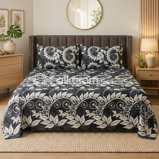 Crystal Cotton 3pc Bedsheet Grey Laite
