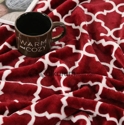 Dark Red Trellis Printed Fleece Blanket