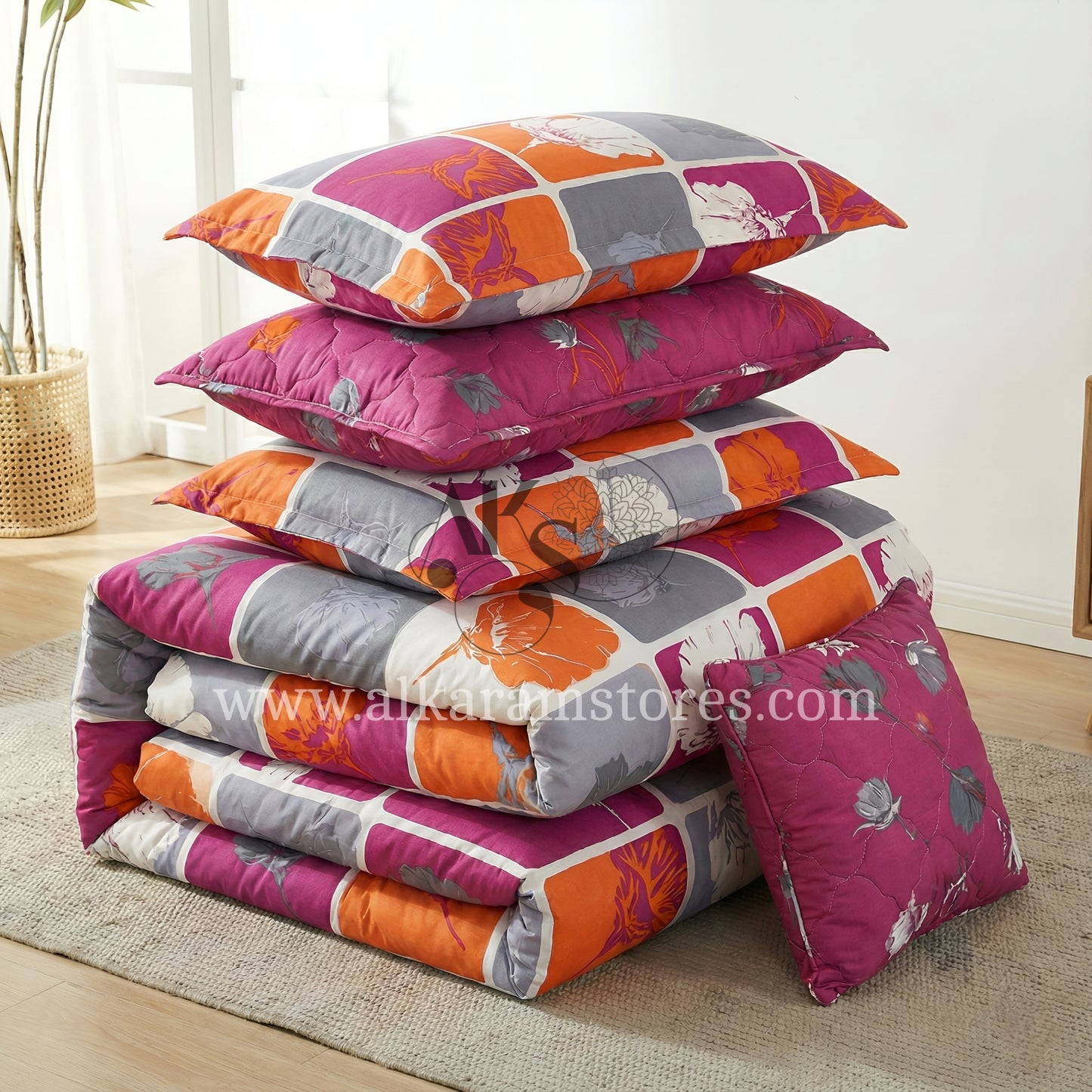 7pc Cotton Comforter Set Polca